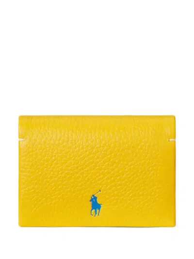 Polo Ralph Lauren Pony Logo Leather Card Case In Green