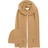 Polo Ralph Lauren Pony Merino Wool Hat & Scarf Set In Brown