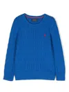 Polo Ralph Lauren Pony-motif Cable-knit Jumper In Blue
