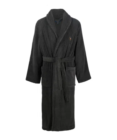Polo Ralph Lauren Pony-motif Dressing Gown In Black