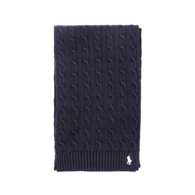 Polo Ralph Lauren Pony Pattern Knitted Scarf In Blue