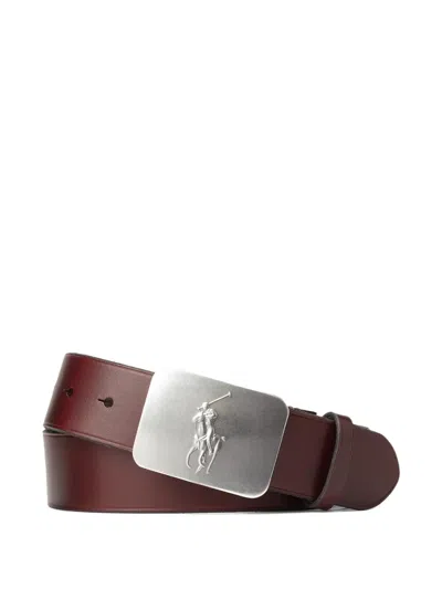 Polo Ralph Lauren Pony-plaque Leather Belt In Brown