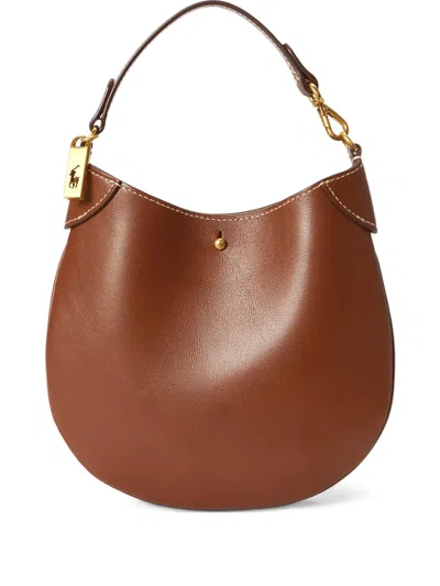 Polo Ralph Lauren Pony-plaque Leather Shoulder Bag In Brown