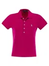 Polo Ralph Lauren Dark Pink Pony Logo-embroidered Polo Shirt In Fuxia