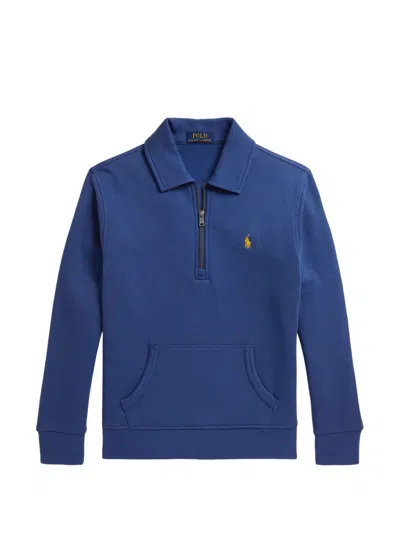 Polo Ralph Lauren Kids' Pony Quarter-zip Sweatshirt In Blue