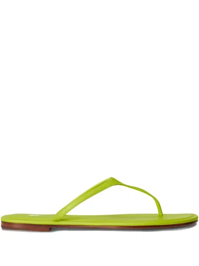 Polo Ralph Lauren Pony Sheep Leather Thong Flip-flops In Green