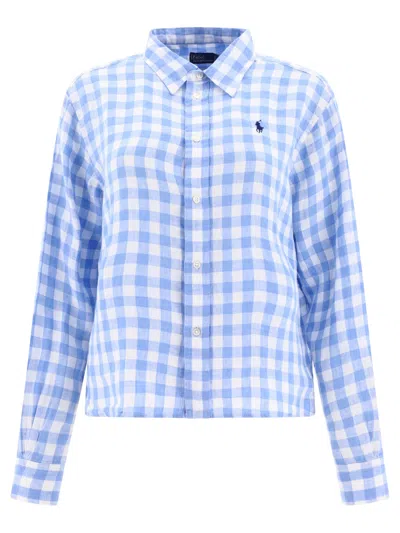 Polo Ralph Lauren Logo Embroidered Checked Shirt In Blue