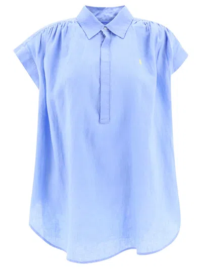 Polo Ralph Lauren Linen Polo Shirt In Light Blue