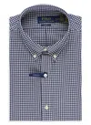 Polo Ralph Lauren Cotton Stretch Poplin Gingham Check Slim Fit Button Down Shirt In Blue