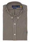 Polo Ralph Lauren Striped Pattern Button-down Collar Long Sleeves In Brown