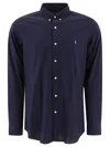 Polo Ralph Lauren Blue Shirt With Button-down Collar And Pony Embroidery On The Front