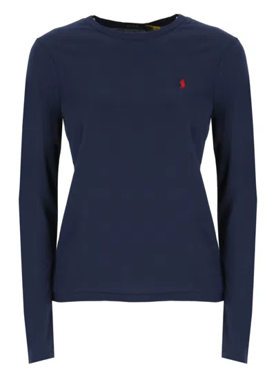 Polo Ralph Lauren Polo Pony Long-sleeved T-shirt In Blue