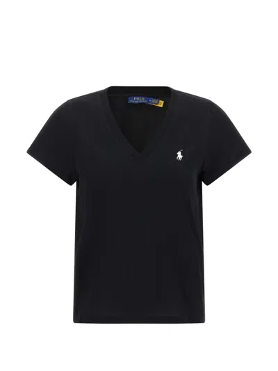 Polo Ralph Lauren Pony V-neck T-shirt In Black