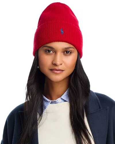 Polo Ralph Lauren Pony Wool Beanie In Martin Red