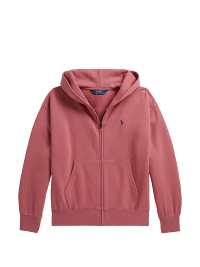 Polo Ralph Lauren Kids' Pony Zip-up Hoodie In Pink