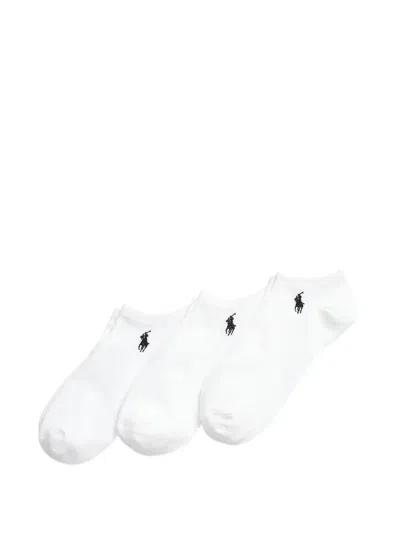 Polo Ralph Lauren Pony-embroidered Ankle Socks (set Of Three) In White