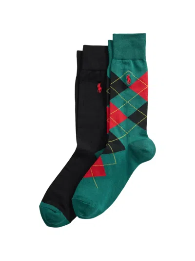 Polo Ralph Lauren Pony-embroidered Argyle Socks In Multi