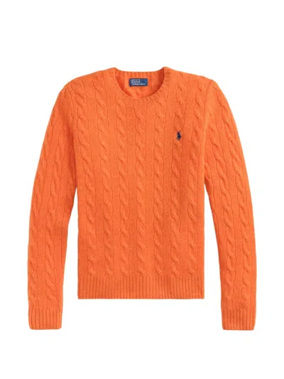 Polo Ralph Lauren Pony-embroidered Cable-knit Sweater In Orange
