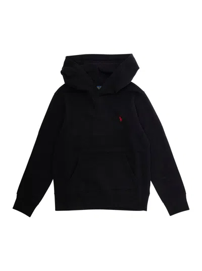Polo Ralph Lauren Kids'  Pony-embroidered Cotton Hoodie In Black