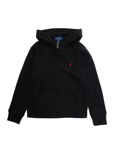 Polo Ralph Lauren Kids'  Pony-embroidered Cotton Hoodie In Black