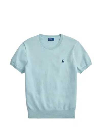 Polo Ralph Lauren Pony-embroidered Knitted T-shirt In Blue