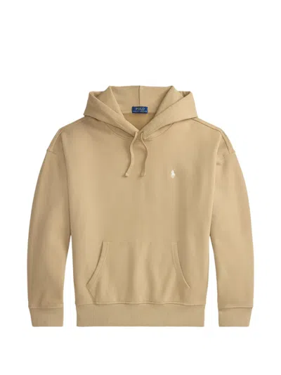Polo Ralph Lauren Loop-back Terry Hoodie Man Sweatshirt Khaki Size L Cotton In Beige