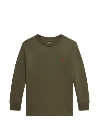Polo Ralph Lauren Kids' Pony-embroidered Long-sleeve T-shirt In Green