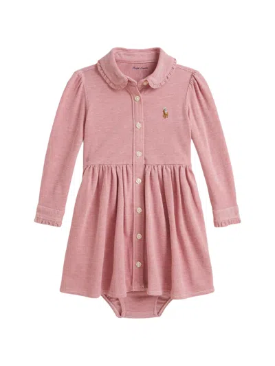 Polo Ralph Lauren Kids' Pony-embroidered Ruffle-trim Dress In Blue