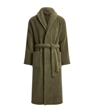 Polo Ralph Lauren Pony-embroidered Shawl-collar Robe In Green