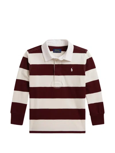 Polo Ralph Lauren Kids' Pony-embroidered Striped Rugby Shirt In Red