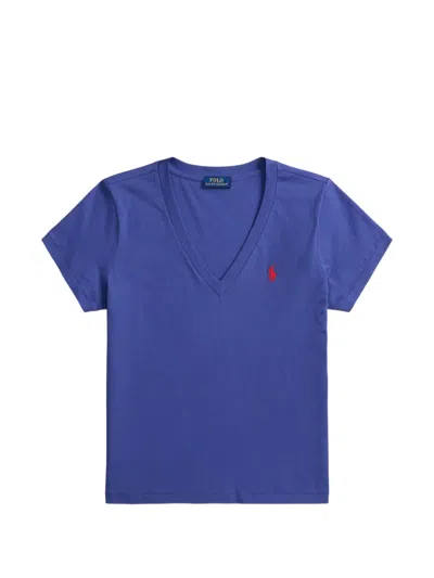 Polo Ralph Lauren Pony-embroidered V-neck T-shirt In Blue