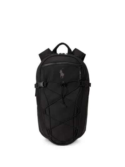 Polo Ralph Lauren Pony-logo Bungee-cord Backpack In Black
