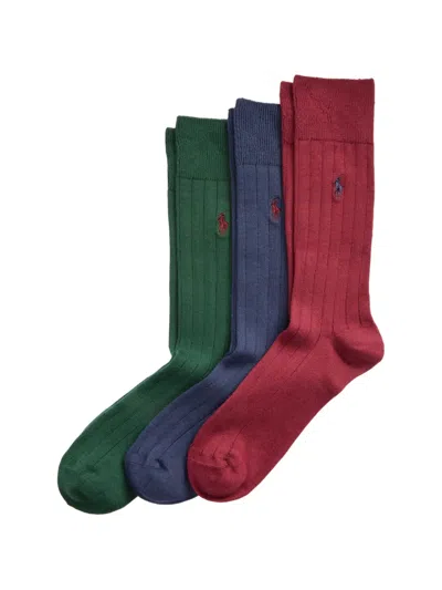 Polo Ralph Lauren Pony-motif Ribbed-knit Socks (set Of Three) In Animal Print