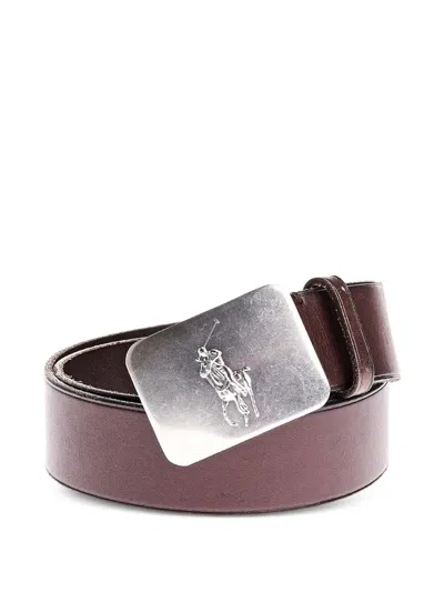 Polo Ralph Lauren Pony-plaque Leather Belt In Brown
