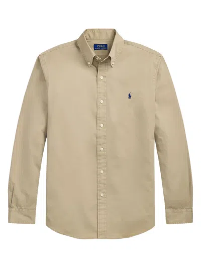 Polo Ralph Lauren Poplin Shirt In Brown