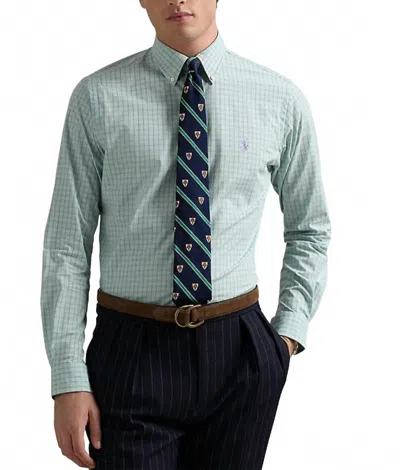 Polo Ralph Lauren Poplin Tattersall Sport Shirt In Celadon In Green