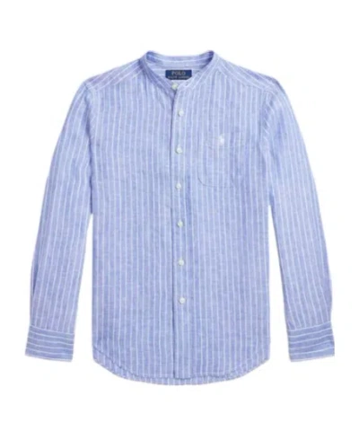 Polo Ralph Lauren Kids' Postboy Band Collar Shirt In Blue