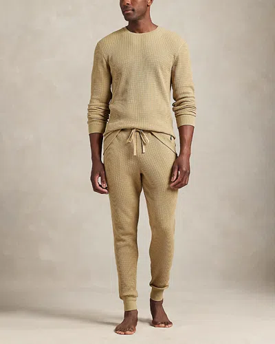 Polo Ralph Lauren Premium Thermal Long Sleeve Sleep Shirt In Gold