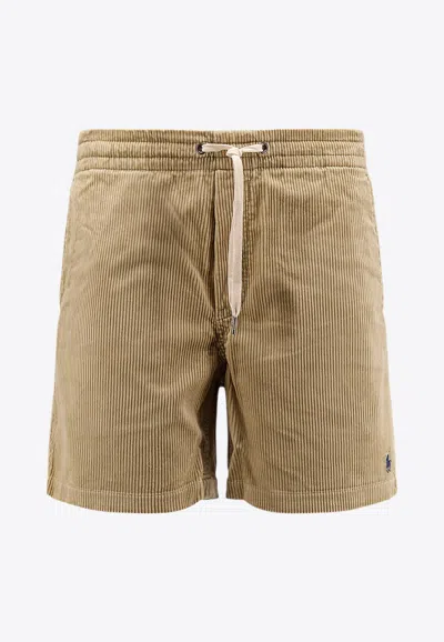 Polo Ralph Lauren Prepster Logo Corduroy Shorts In Brown