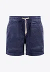 Polo Ralph Lauren Corduroy Bermuda Shorts With Logo Embroidery In Blue