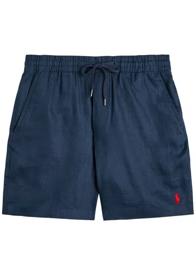 Polo Ralph Lauren Prepster Logo-embroidered Linen Shorts In Blue