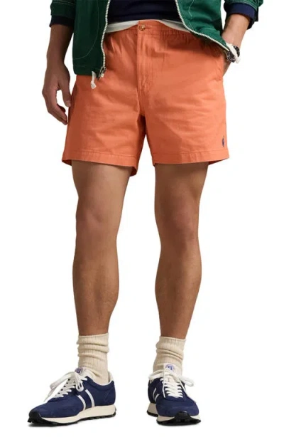 Polo Ralph Lauren Prepster Stretch Cotton Twill Chino Shorts In Deep Mango