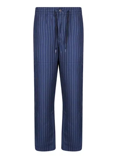 POLO RALPH LAUREN PREPSTER STRIPED WHITE AND BLUE TWILL TROUSERS
