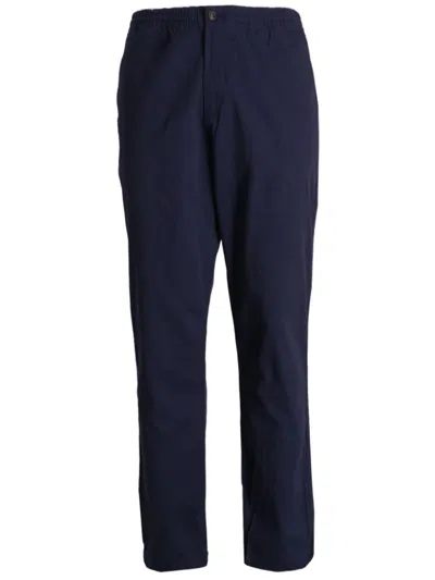 Polo Ralph Lauren Drawstring Cotton Tapered Trousers In Blue