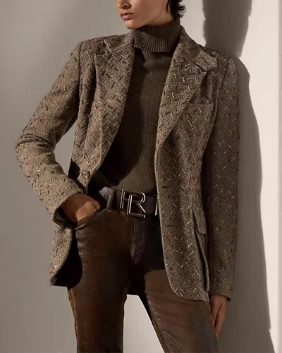 Polo Ralph Lauren Preston Embellished Herringbone Jacket In Brown