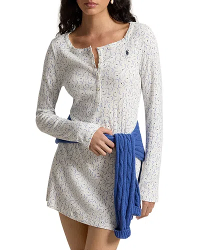 Polo Ralph Lauren Pretty Pointelle Cotton Long Sleeve Sleep Kaftan In White