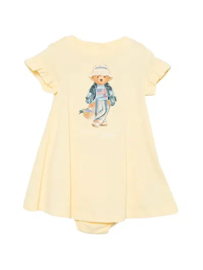 Polo Ralph Lauren Babies' Print-detail Ruffled Dress In Yellow