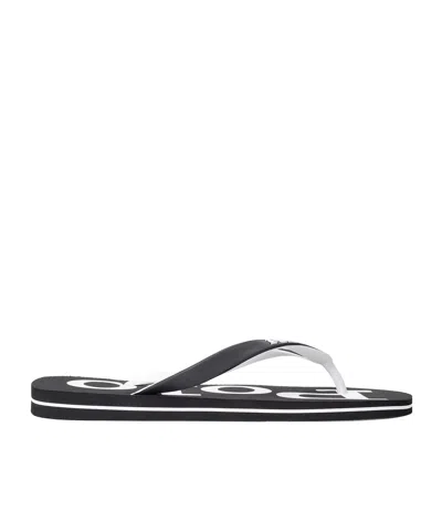 Polo Ralph Lauren Print Flip Flops In Black