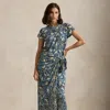 Polo Ralph Lauren Print Linen Faux-wrap Dress In Scarf Print