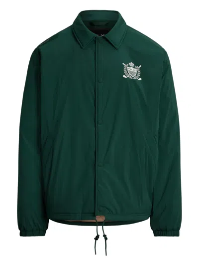 Polo Ralph Lauren Print-logo Polo-collar Jacket In Green